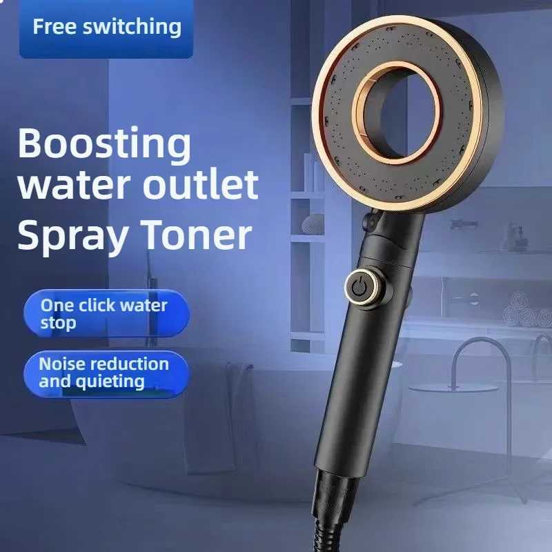 High Pressure Shower 3 Modes Adjustable Showers Water Saving OneKey Stop Water Spray Nozzle Bathro Faucet Accessorie Y251103