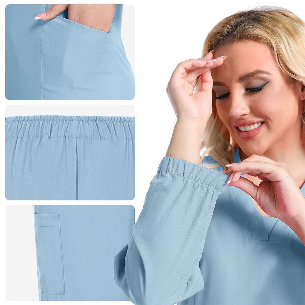 Fashionable Breathable Comfortable and Elastic Fabric Womens Work Suit Work Clothes Nurse Scrubs Uniform for Women Long Sleeves J251103