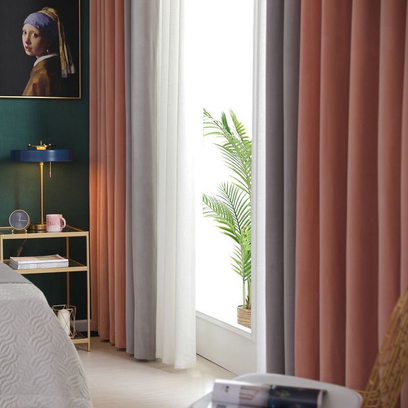 B441 2pcs Modern 100% Blackout Curtain with Coated Lining, Curains for Bedroom, Living Room, Dining Room, Bathroom, Home Decor
