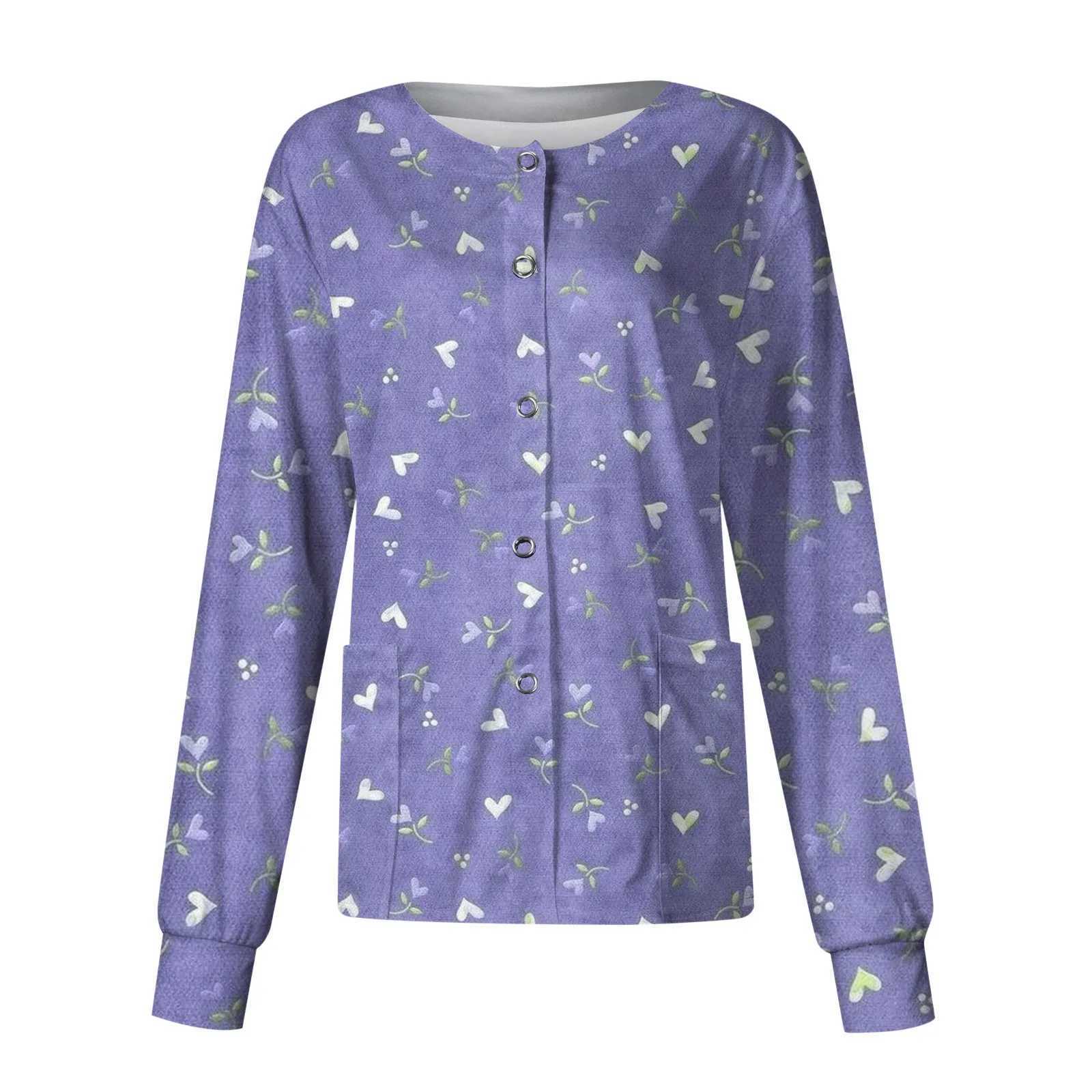 Plus Size Long Sleeve ONeck Blouse Women Uniforms Tops Cartoon Christmas Print Nurse Nursing Costume Jackets Working Uniform J251103