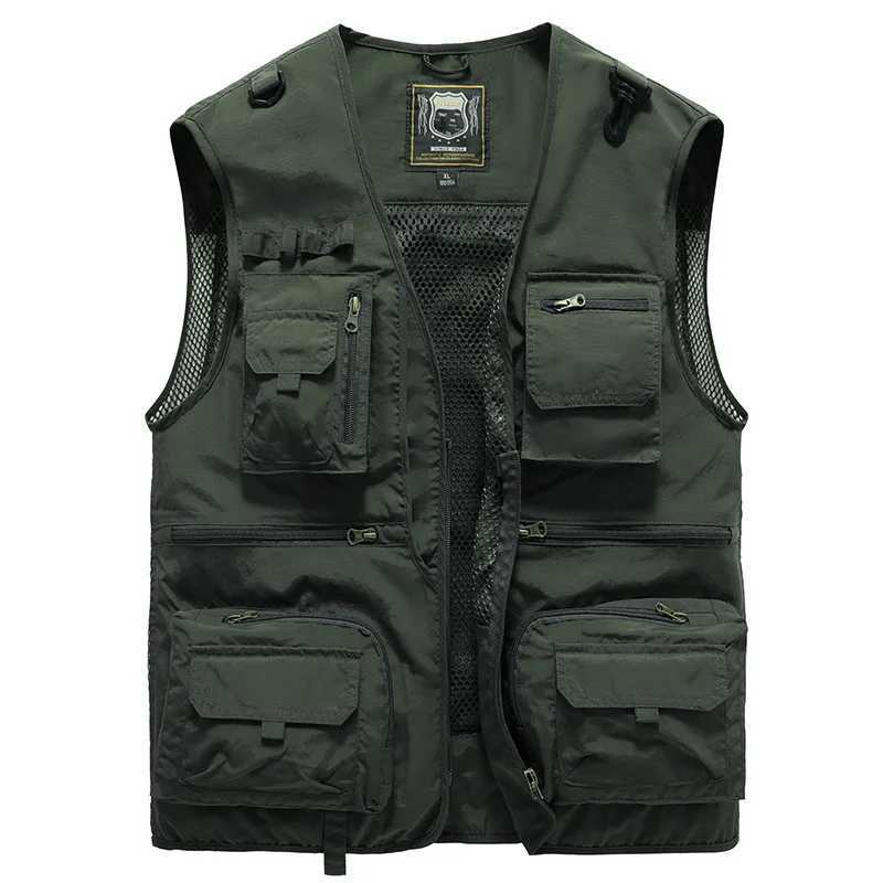 New Summer Outdoor Work Men Multi-Pocket Vest Thin Fishing Photography Mens Vest Coat X2504031