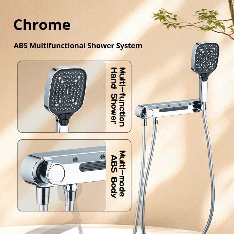 High Pressure Shower Set Big Panel 3 Modes Water Saving Shower with One-key Stop Rainfall Spray Bathro Accessories Y251103