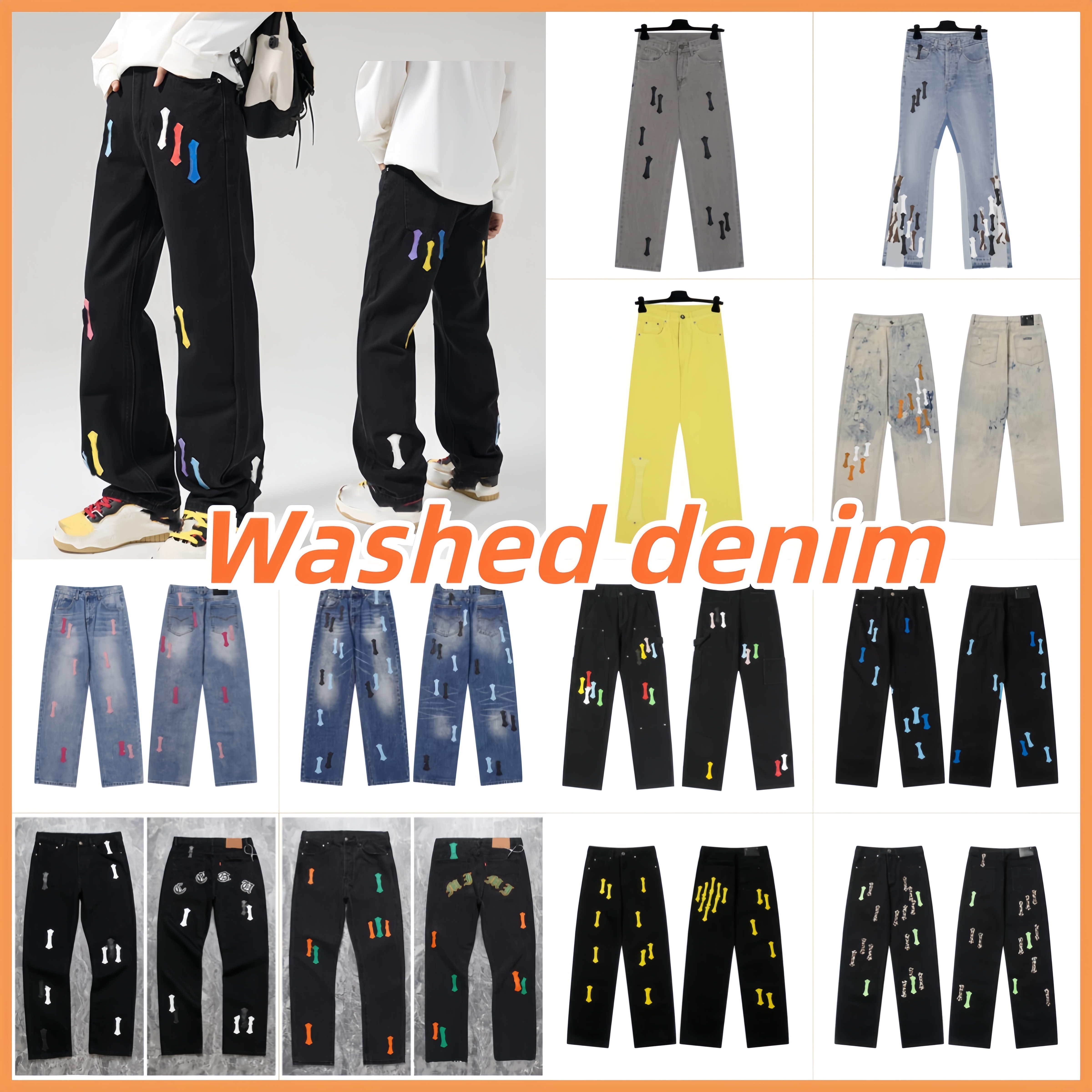 chormely hearts Designer Mens Jeans Cross Embroidery Pants Denim Jeans Distressed Ripped Biker Jean Slim Fit Motorcycle For Men Womens Street Hip Hop Men Jeans