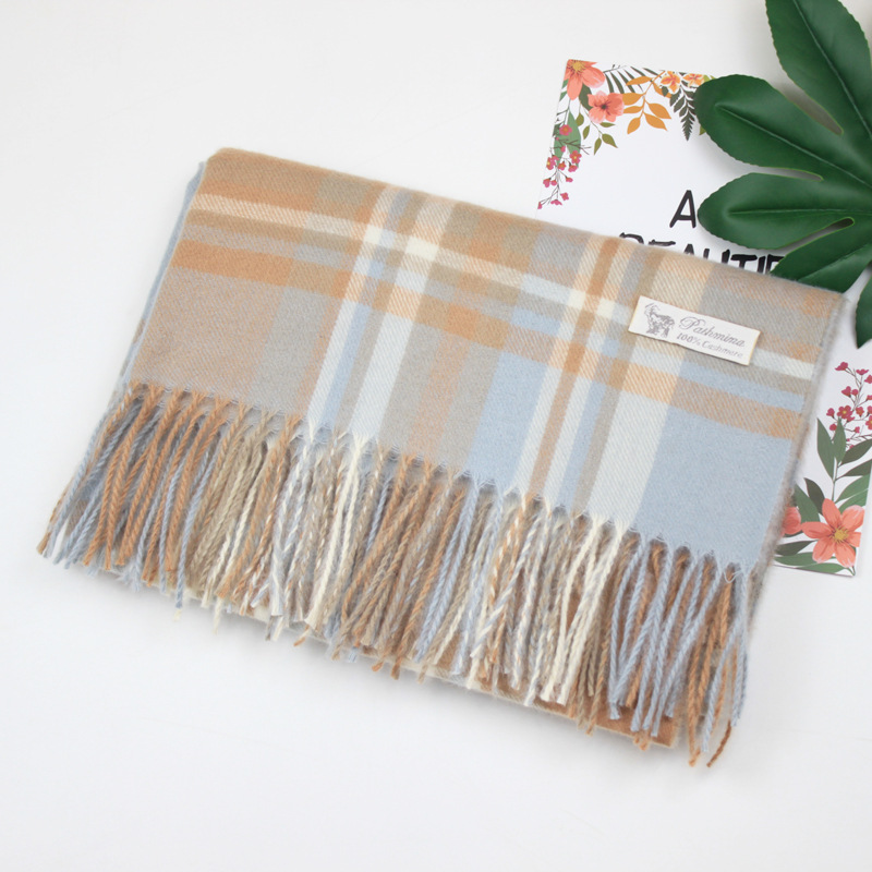 K294 Scarf wholesale new imitation cashmere color check scarf women's cross-border Korean autumn and winter checkered scarf tassel shawl neck sca