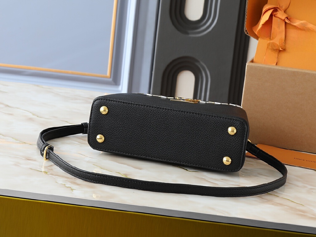 New handbag, cowhide single-shoulder bag, metal diamond-shaped inlaid bag, crossbody bag