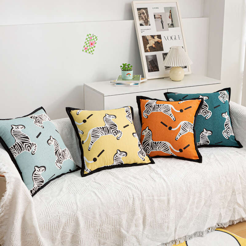 Modern Minimalist Cartoon Pony Pillowcase Embroidery Model Living Room Lumbar Support Sofa Bay Window Cushion New Pillow