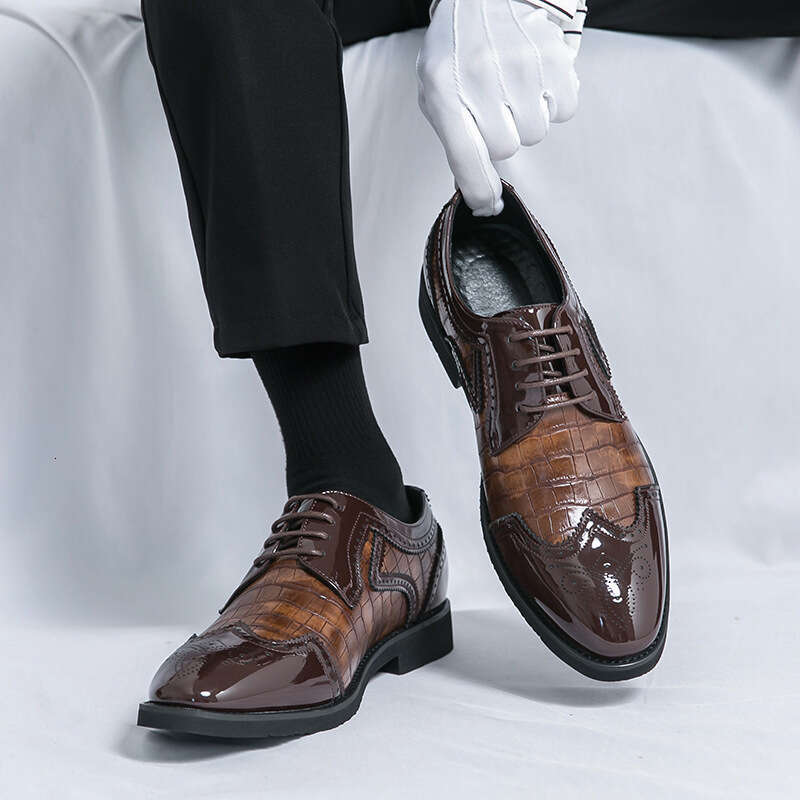 Large size 48 leather 2024 Spring and Autumn Business Dress Office men's groom wedding shoes