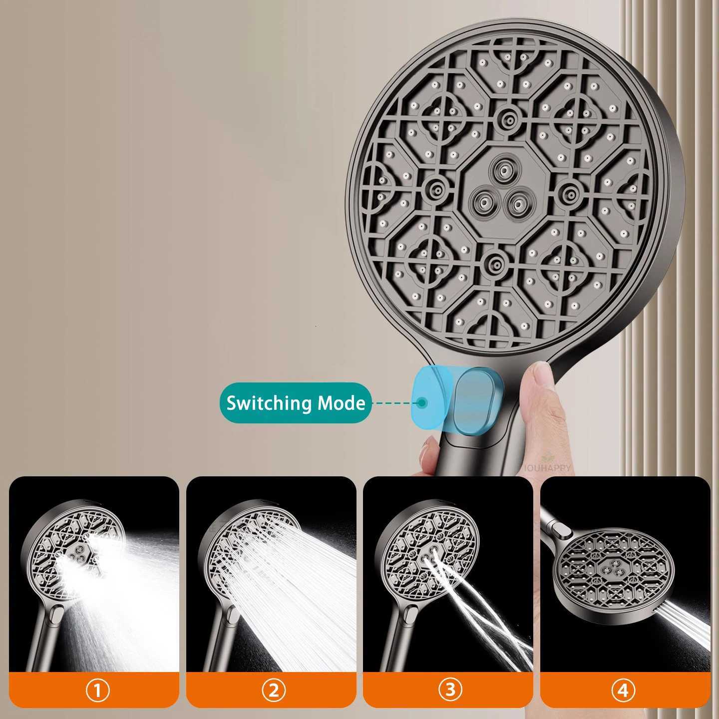 High Pressure Shower New 4 Jet Modes Powerf Pressuri Spa Spray Water Saving Shower Faucet Bathro Accessories Y251103