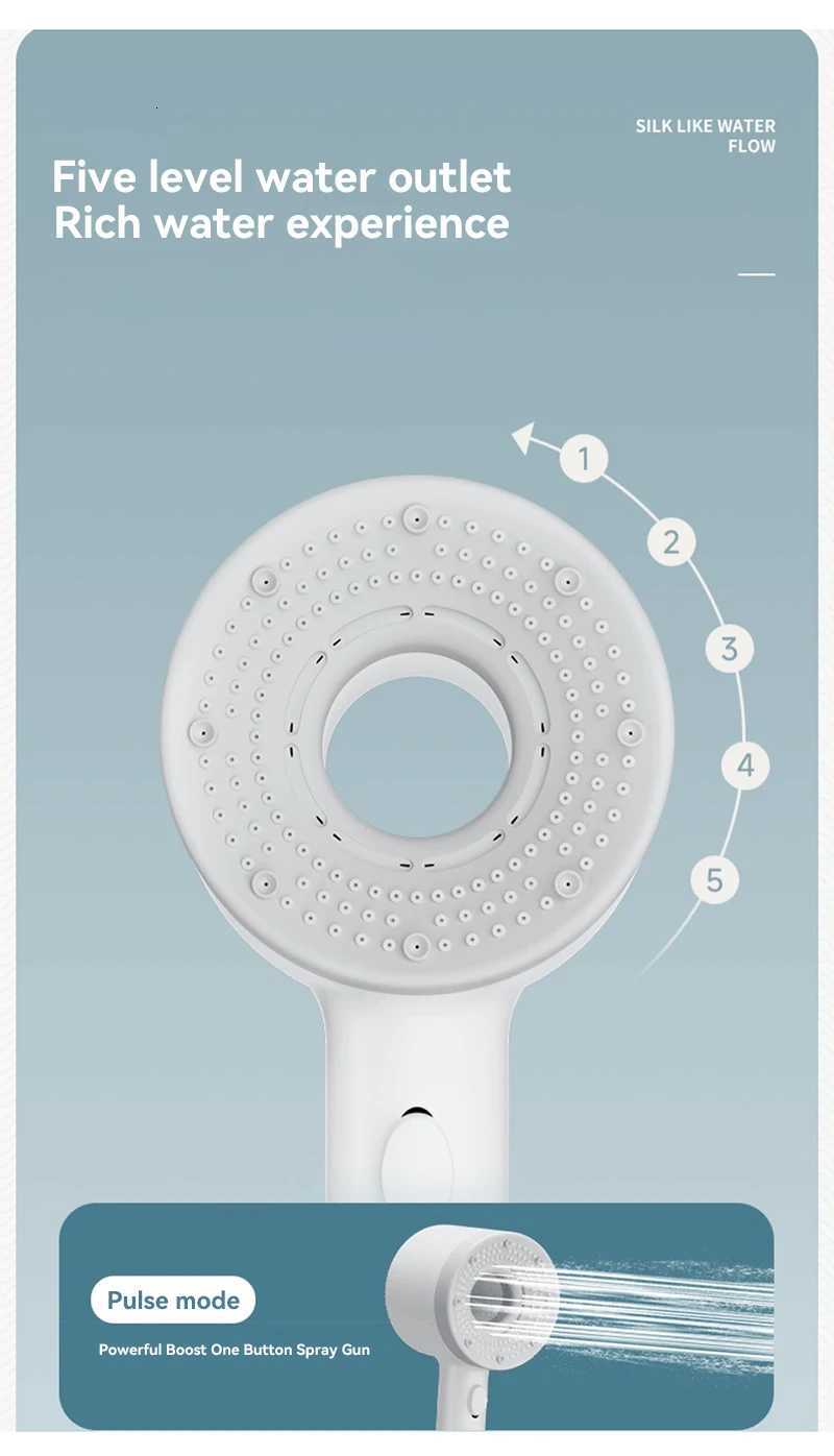 5 Modes Shower High Pressure Shower Portable Filter Rainfall Faucet Tap Bathro Bath He Bathro New Upgrade Y251103