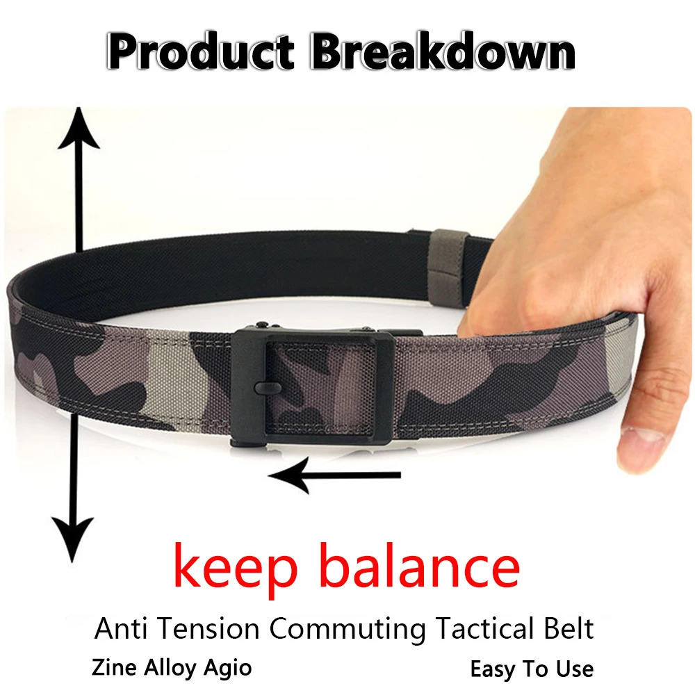 TUSHI Hard Thickened gun hanging doublelayer nylon cloth tactical belt for Men versatile outdoor automatic buckle mens belt 251103
