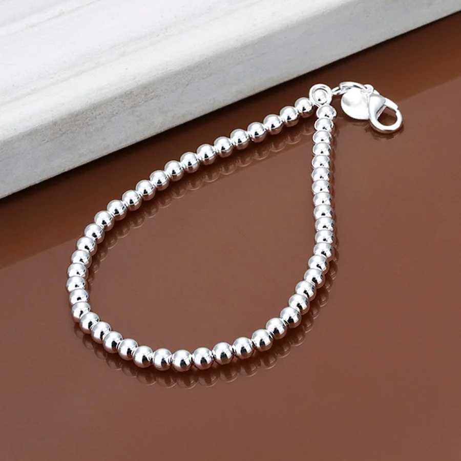 925 sterling silver bracelet fashionable jewelry charm womens chain womens wedding 6MM beads factory price Y250329