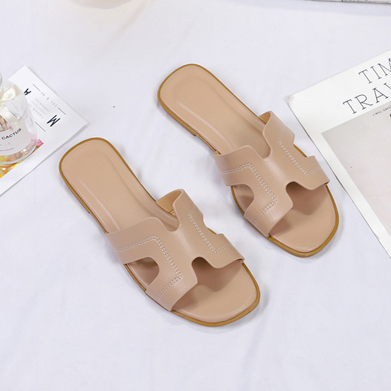 hot free shipping designer Slippers Outdoor Soft sliders Patchwork black casual beach shoes for woman size 35-42