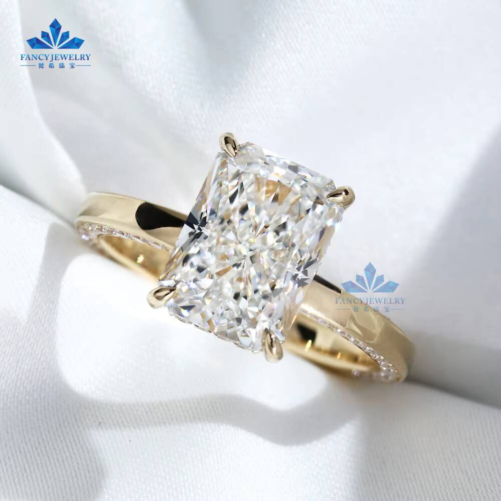 IGI Certificate 14K Yellow Gold Wedding Ring Luxury 1CT3CT Radiant Cut Lab Grown CVD Diamond Ring for Women Ladies