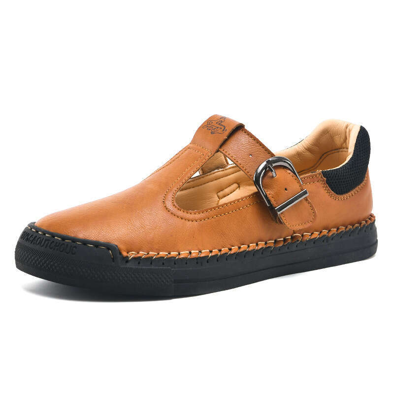 Fashionable men's outdoor low top leather seasonal trendy casual shoes, oversized youth flat shoes