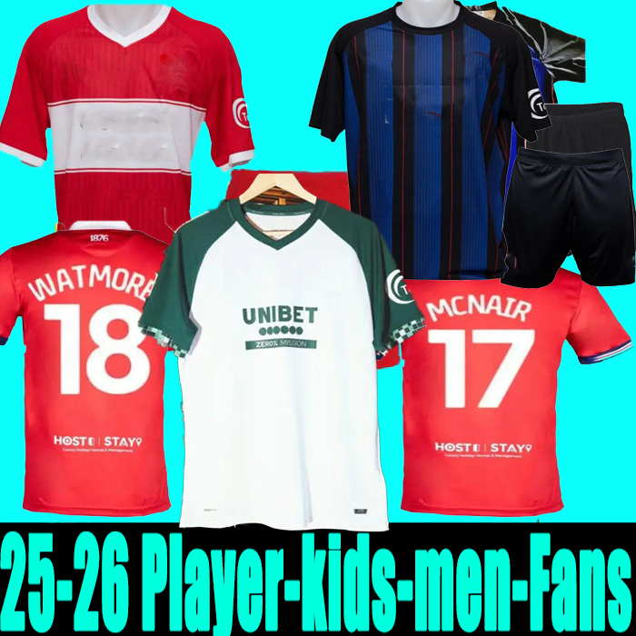 25 26 Middlesbrough Soccer Jerseys 2025 2026 Tavernier Payero Howson McNAIR AKPOM CLARKE FRY FORSS LENIHAN Football Shirt Uniforms Men Kids Kits