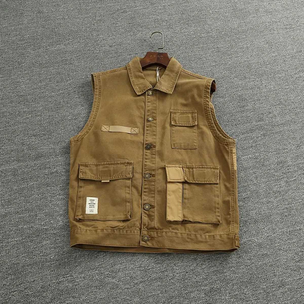 Patchwork stitching vest Spring and autumn men and women couples American outdoor multi-pocket sleeveless coat X250403