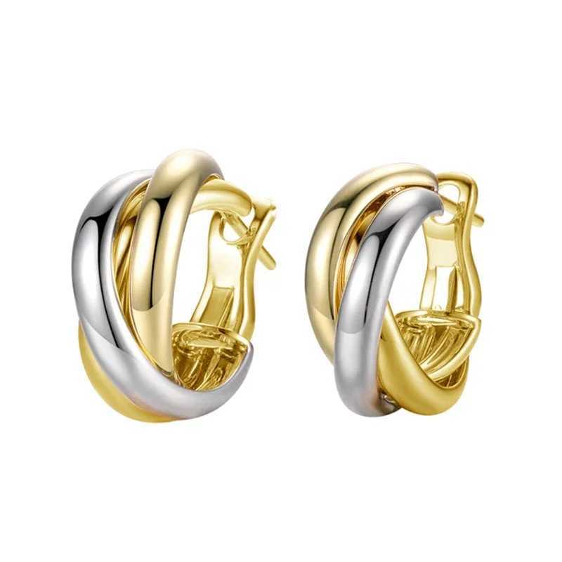 CAOSHI Trendy Twotone Style Hoop Earrings Female Fashion Lady Metallic Style Ear Loops Women Daily Wearable Accessories Gift C251103