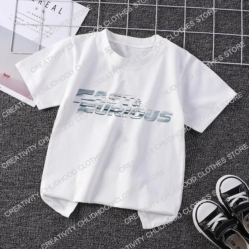Fast and Angry Childrens Tshirt Kawaii Racing Printed Cartoon Casual Clothing Anime Girls Fashion Top Street 250325z
