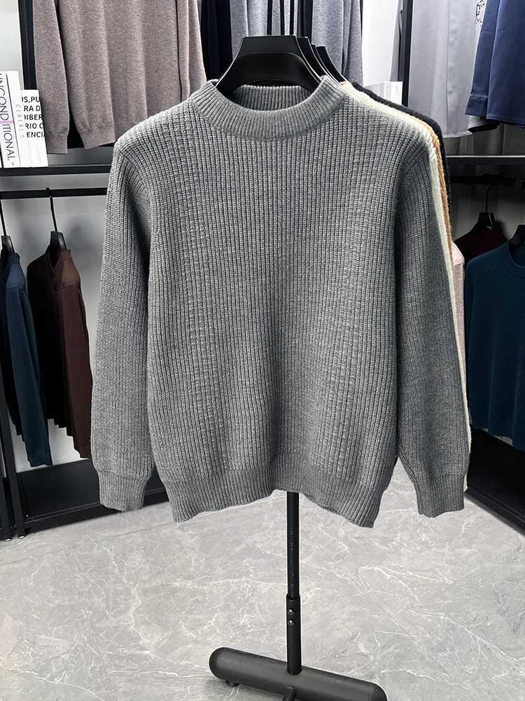 Premium solid color round neck knitted sweater men high-quality thicken warm autumn winter fashion soft comfort casual pulloverT251103