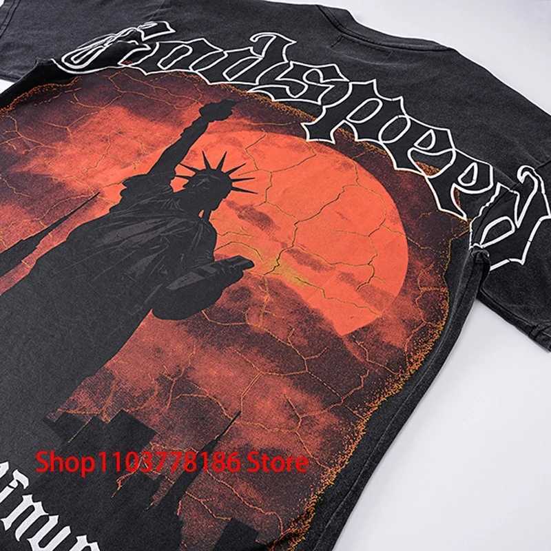 New GOD SPEED T-shirt Europe America Pop Fashion Print Streetwear Crewneck Short Sleeve Unisex Casual Godspeed Tops Real Photo X250403