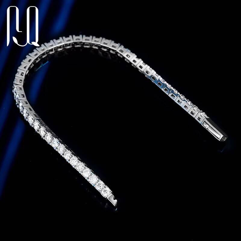 PYQ 3mm 4mm Womens 925 Sterling Silver Tennis Chain Bracelet with Spring Clasp VVS GRA Round Mossanite Moissanite Bulk Jewelry