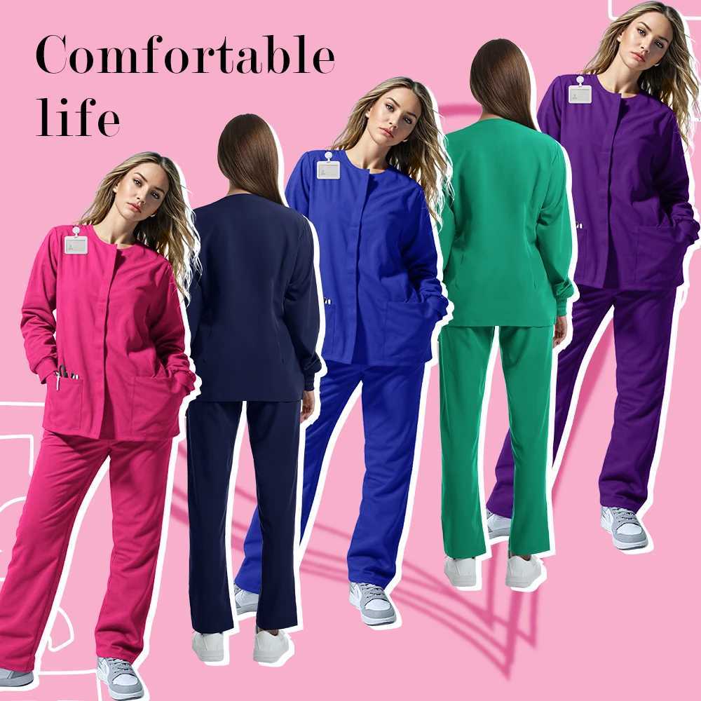 New Scrub Suit Medical Surgical Gown Stretch Tops High Quality Scrub Jacket Medicals Scrubs Uniforms Nurse Long Sleeve J251103
