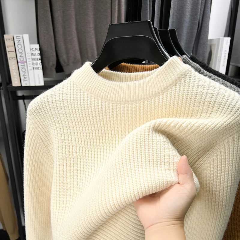 Premium solid color round neck knitted sweater men high-quality thicken warm autumn winter fashion soft comfort casual pulloverT251103