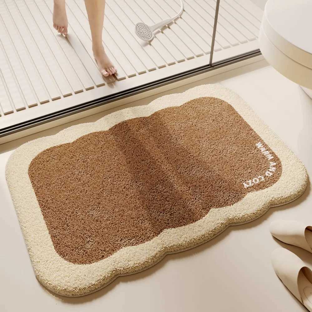 VIKAMA Non Slip Absorbent Bathroom Mat Wavy Textured Plush Rug Suitable for Bedrooms and Hallways Home Decor Rug C251103