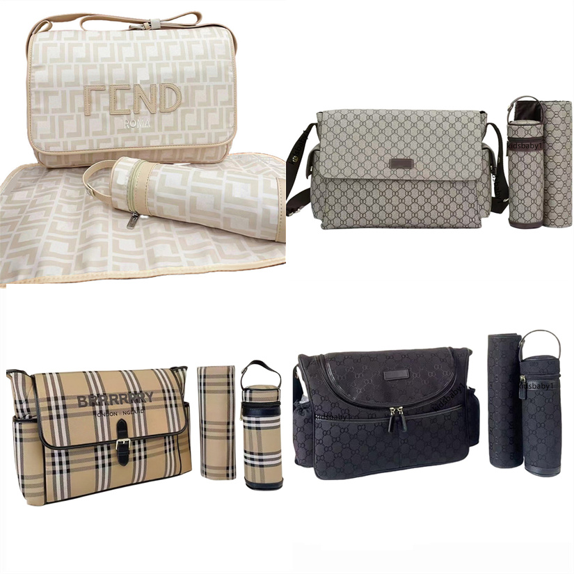 Designer diaper bag baby strollers baby mother bags diaper pads water bottles coolers three-piece letter zipper travel bags V79