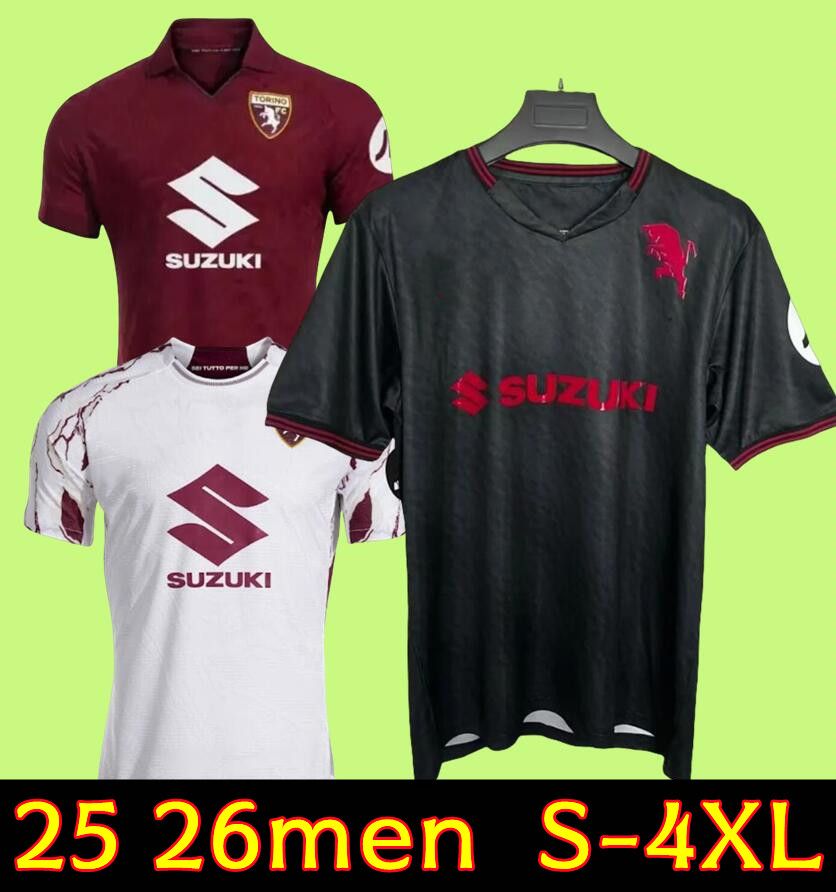 25 26 Torino FC RICCI Mens Soccer Jerseys SINGO T. SANABRIA ILIC PELLEGRI ZIMA BUONGIORNO Home Limited Edition Football Shirts Short Sleeve Adult Uniforms