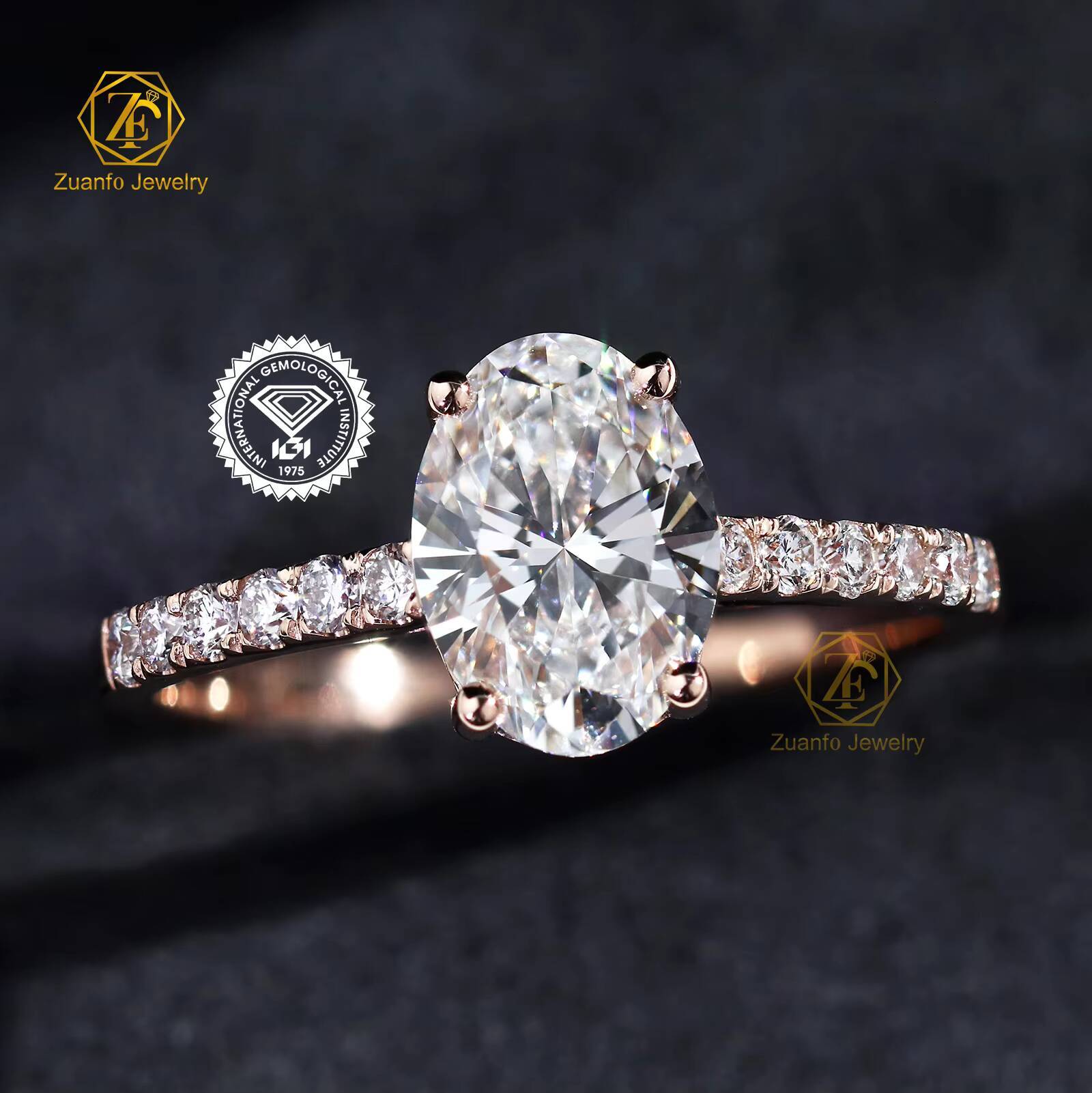 Wholesale IGI Certified HPHT CVD VVS Lab Grown Oval Diamond 3CT 4CT 5CT 14K 18K Solid Gold Jewelry Engagement Ring Women