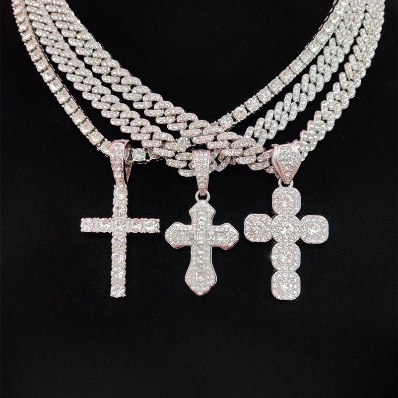 Arrived Hip Hop Cross Pendant Necklace Men Women Chain Iced Out Bling Necklaces HipHop Jewelry Fashion Gift 3 Styles 250402
