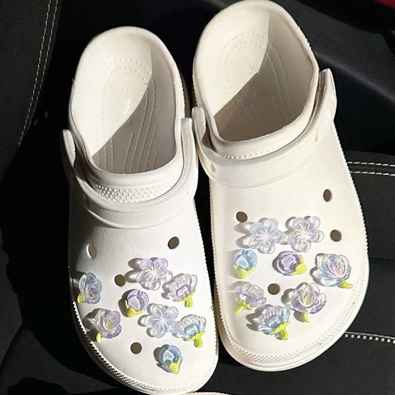 New Elegant Womens DIY Hole Shoes Charm Cute Cherry Blossom Shoes Accessories White Pink Full Match Shoes Decoration Fashion Bundle Z250402