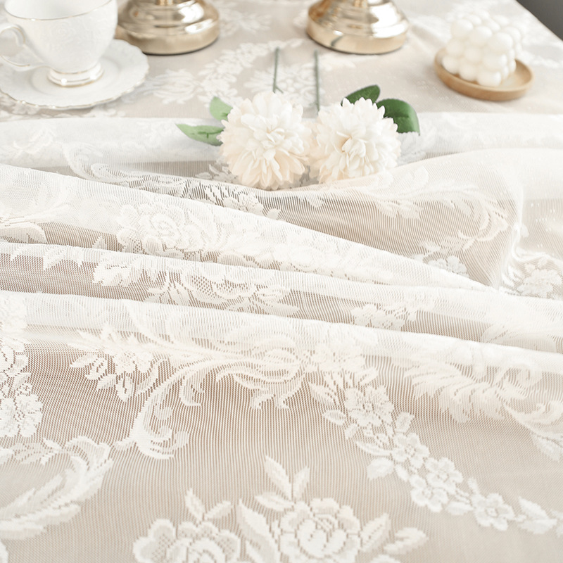 Small tassel lace tablecloth, black and white rectangular placemat, coffee table decoration tablecloth. TTKB01