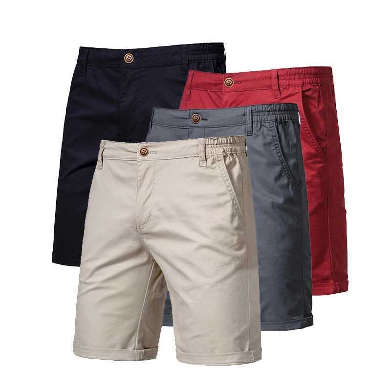 Summer Mens Shorts Straight Fit Kn-Length Short Suit Pant Solid Black Khaki Clothing dent Thin Colors Casual Shorts Man X250403