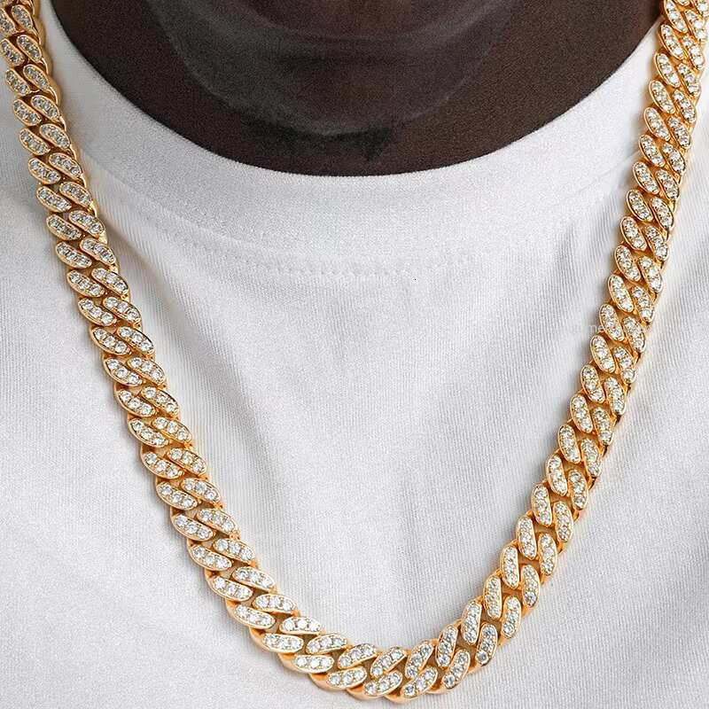 Stylish Gift Box 1 Piece Chain Sier Men's Hip Hop Moissanite Miami Ice Crystal 20mm Cuban Necklace
