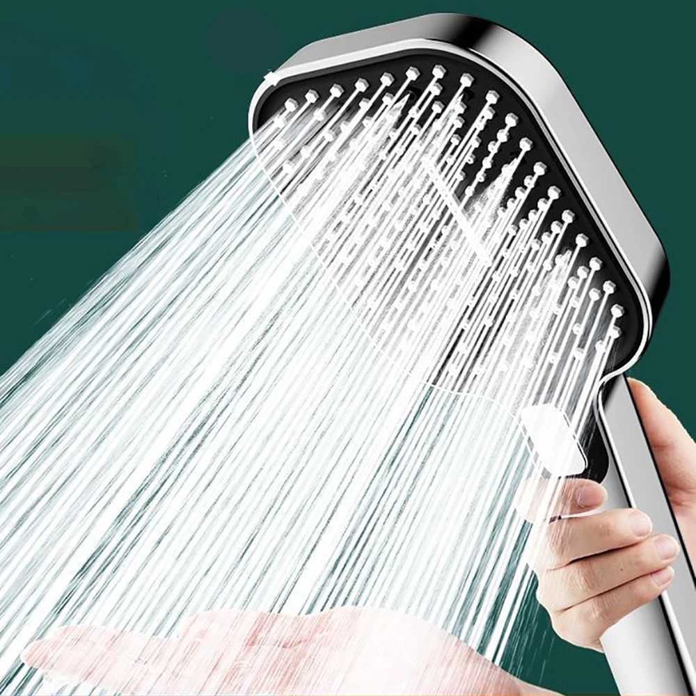 Pressure Supercharge Handheld Shower Rain Water Conservation Shower Mixer Large Panel Rectangar Bathro Accessories Y251103