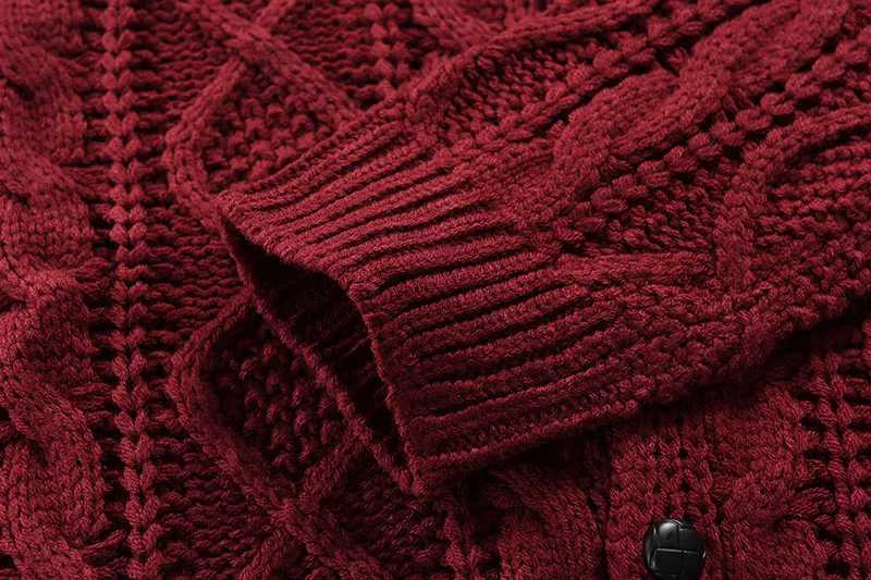 Thickened Cable Knit Mens Cardigan Solid Color Mans Knitwear with Stand-Collar Autumn Causal Sweater for Man and WomanT251103