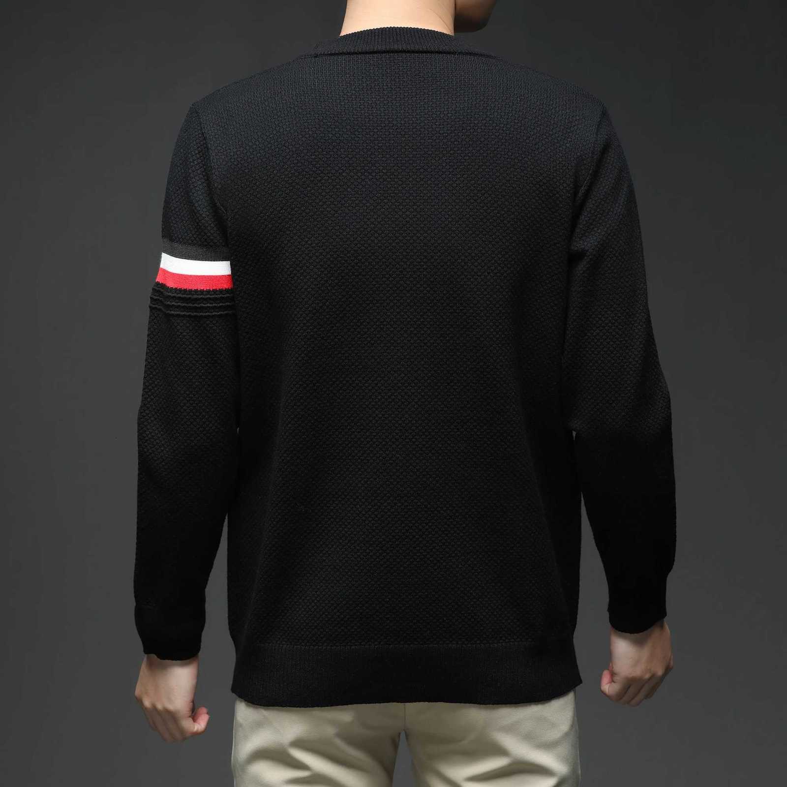 New autumn and winter striped sweater base sweater mens Korean round neck pullover sweatshirt casual knit sweaterT251103