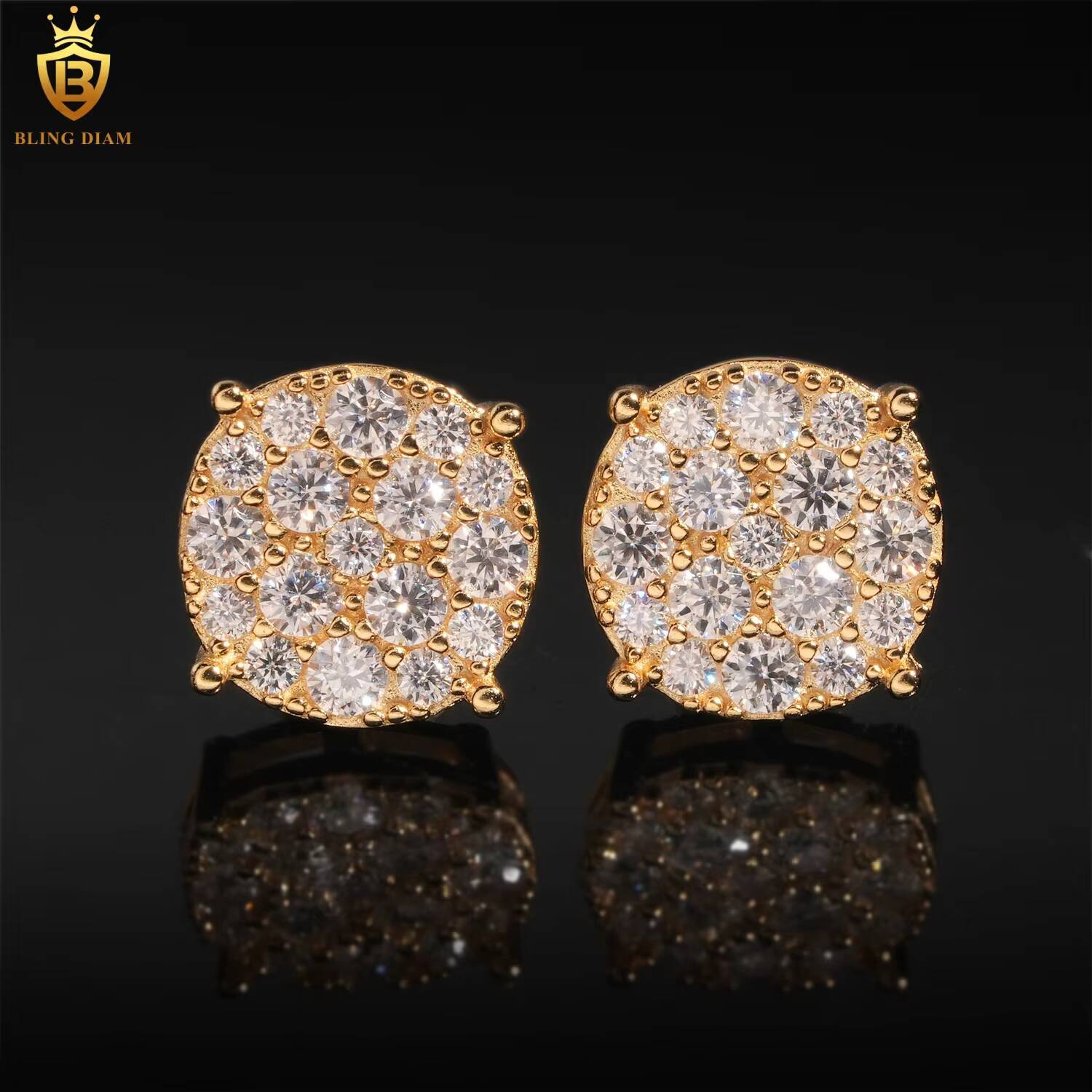 New Arrival 98mm Moissanite Diamond Earrings with GRA 925 Sterling Silver Hiphop Stud Earrings Set for Unisex in USA Warehouse