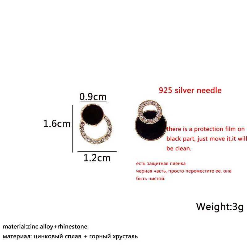 Asymmetric Black Round Stud Earrings Exquisite Small Earrings for Girls Korean Fashion Ear Jewelry Unusual Earrings bijoux femme C251103