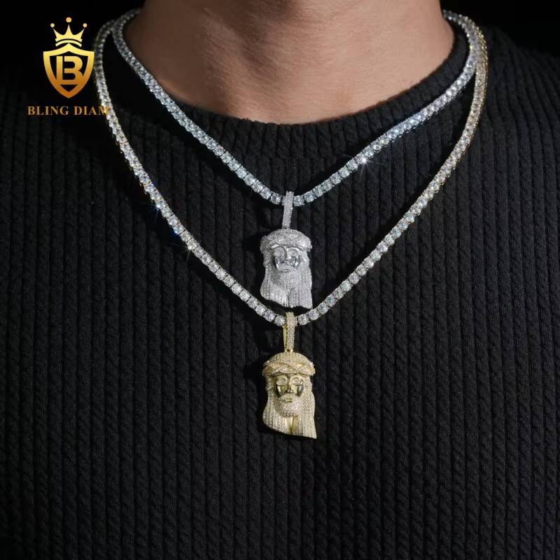 New Arrival Hip Hop Style 925 Silver Moissanite Pendant Iced Out Jewelry Jesus Moissanite Pendant Pass Diamond Tester with GRA