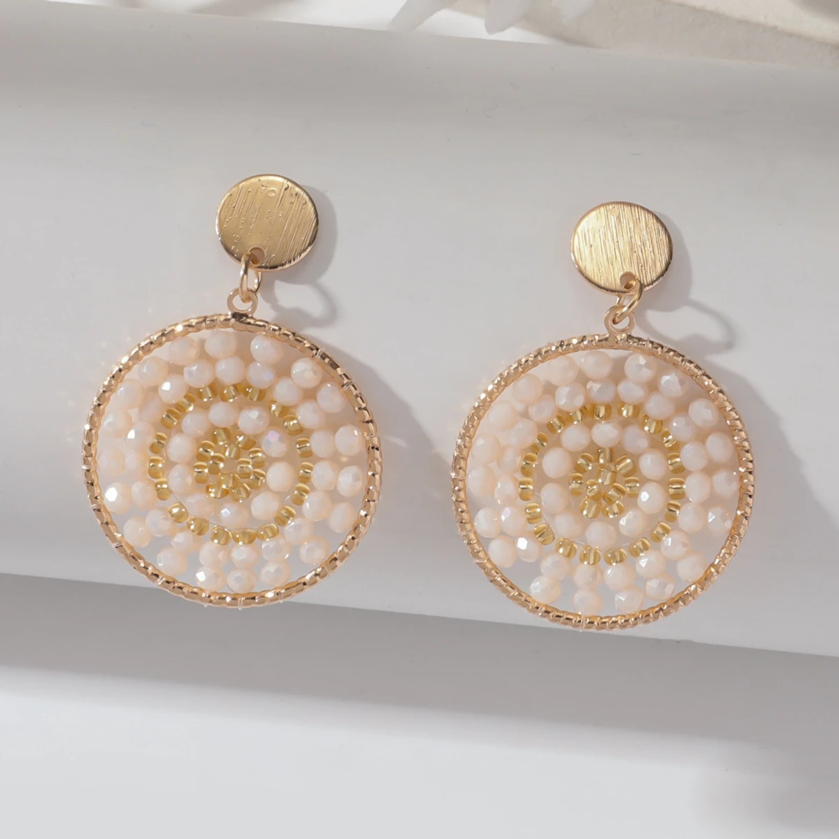 Bohemian ethnic style seed bead earrings suitable for womens creative personality metal pendant handmade jewelry gifts 250326