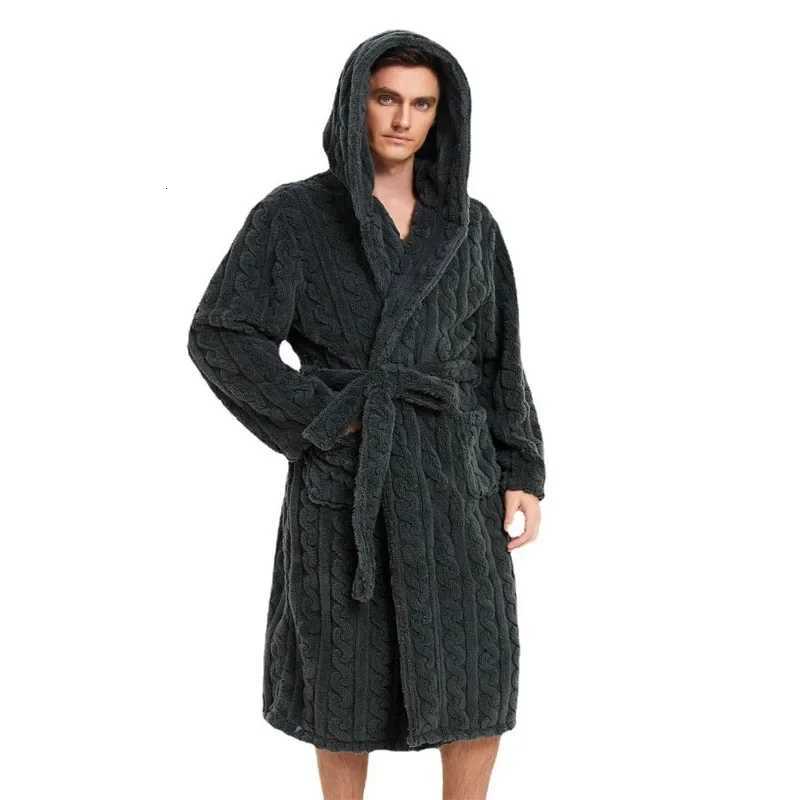 The New Fall and Winter Mens Warm Robe Pajamas Couple Robe Shu Cotton Velvet Jacquard Hooded Thickened Couple Robe Homewear C251104