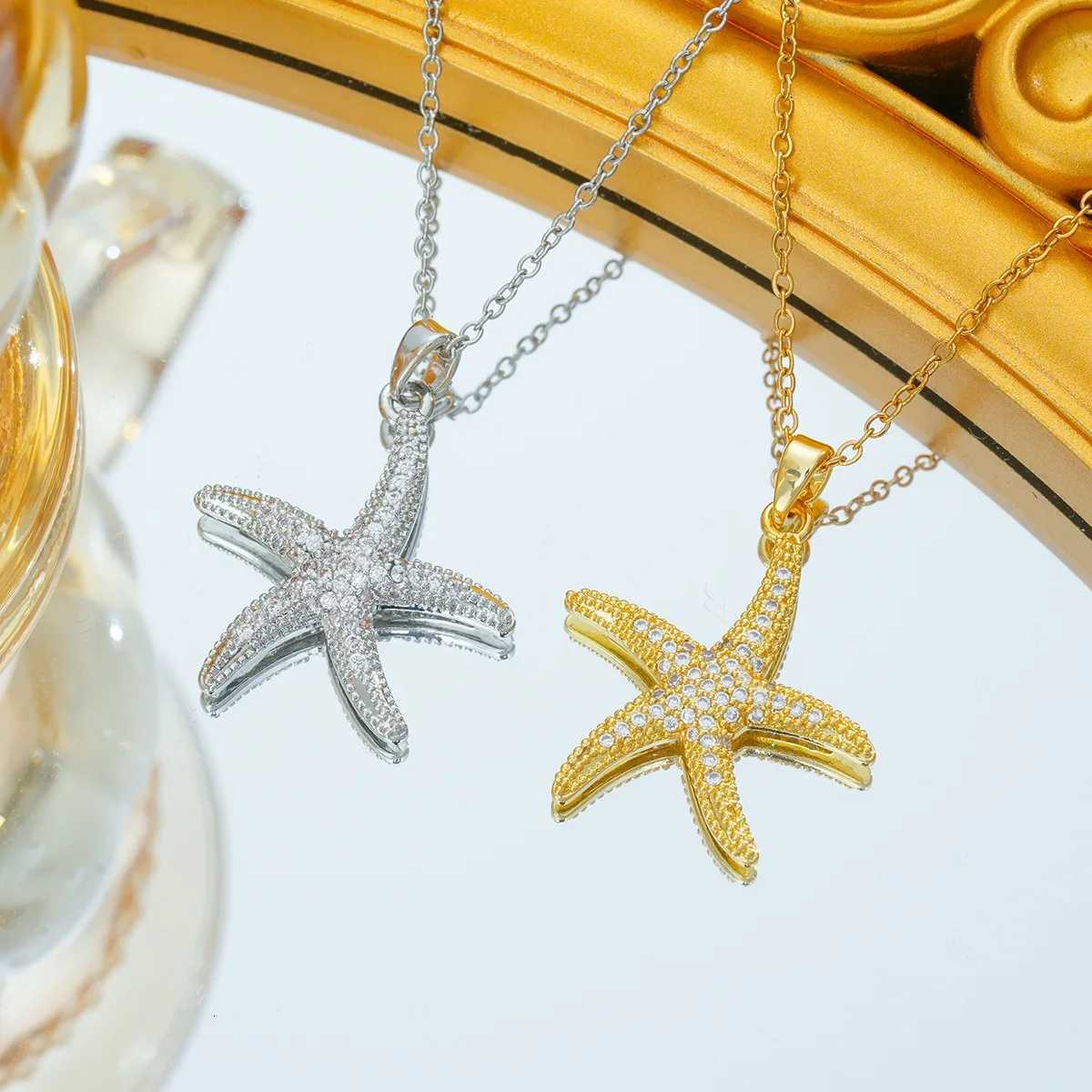 Stainless Steel Chain Fashion Zircon Starfish Pendant Necklaces for Women Girls Boho Party Accessories Jewelry Gift for FriendsXJ251104