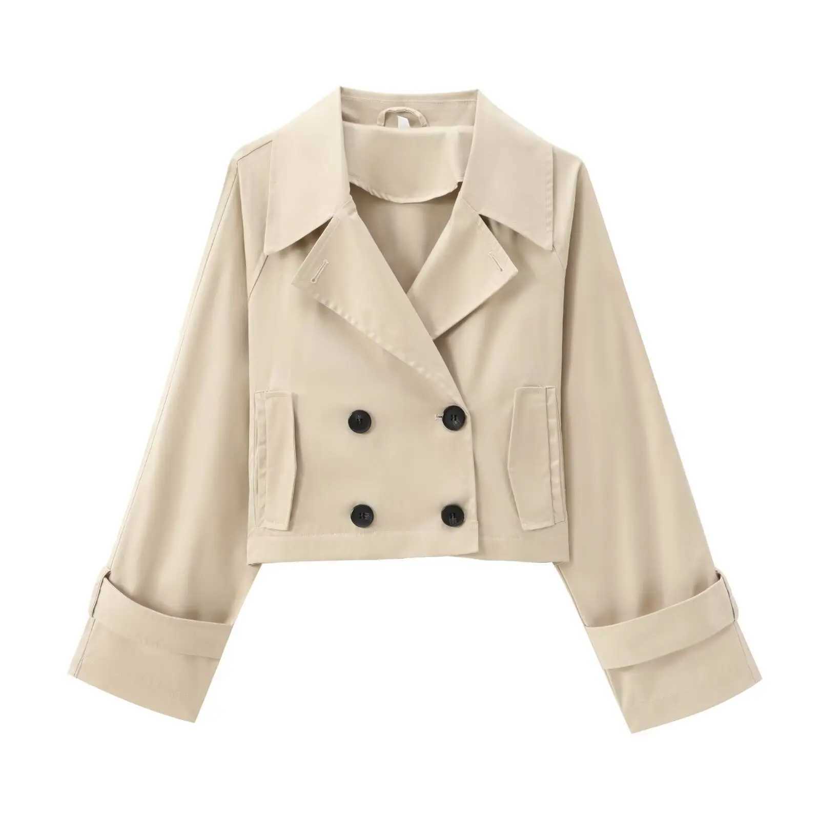 Cropped Trench Womens Autumn Coat Khaki Windbreakers Elegant and Pretty Womens Coats Ladies Fashion New in Coats J251124