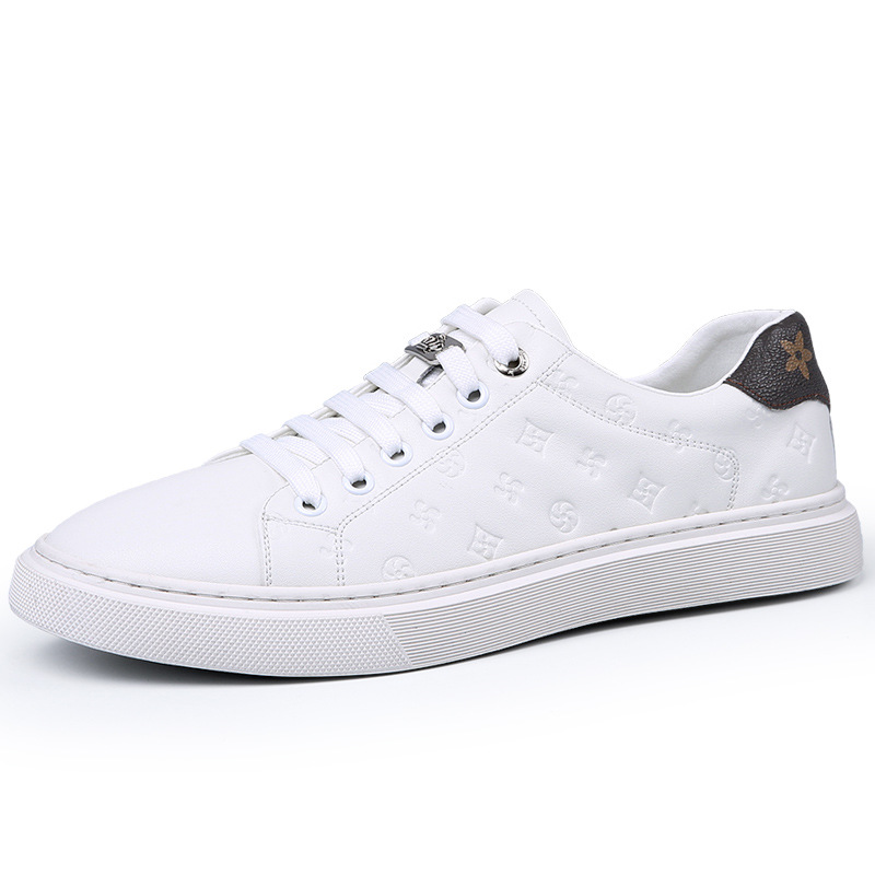 2025 Autumn New Trendy Versatile Men's White Shoes British Style Breathable Casual Korean Version Soft Leather Sneakers for Men