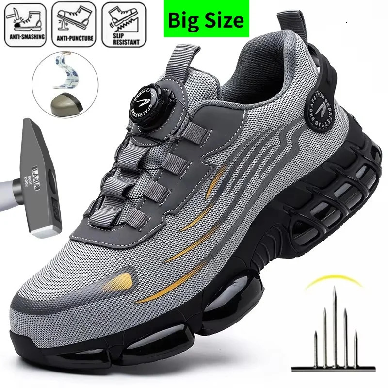 Rotary Buckle Work Safety Shoes For Men and Women Air Soft Sole Lightweight Protective Work Sneakers Men Breathable Boots 251030