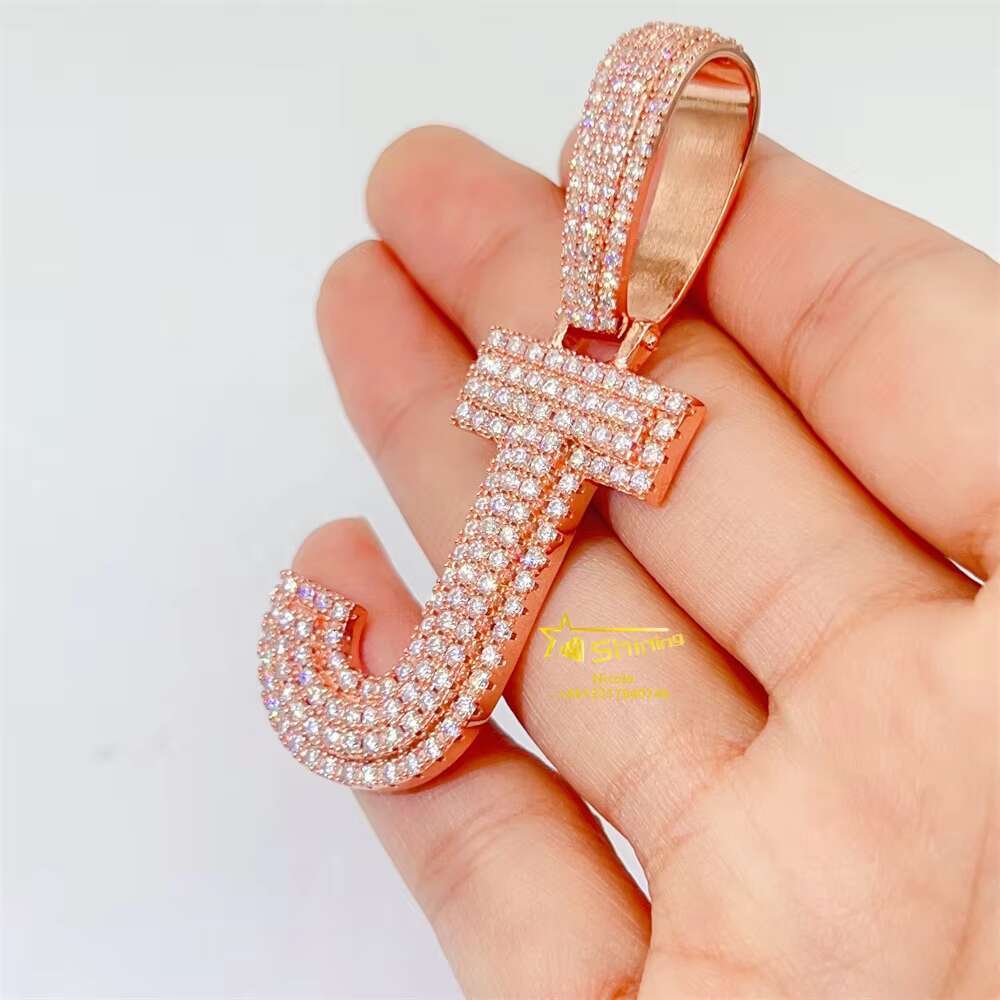 Best Quality Hot Sale Jewelry 925 Sterling Silver Moissanite Pendant Letter Initial Custom Iced Out Pendants