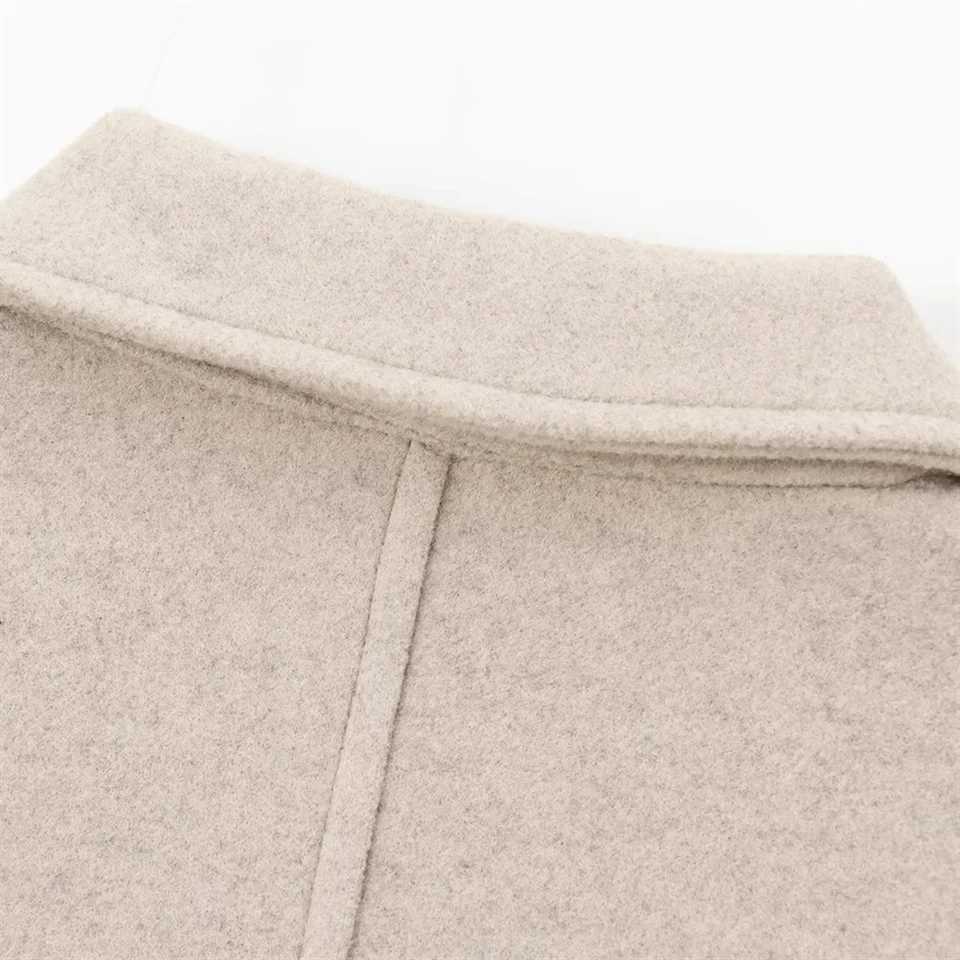 2024 AutumnWinter New Product Womens Commuter Versatile Pocket Decoration Soft Collar Long Sleeve Coat J251103